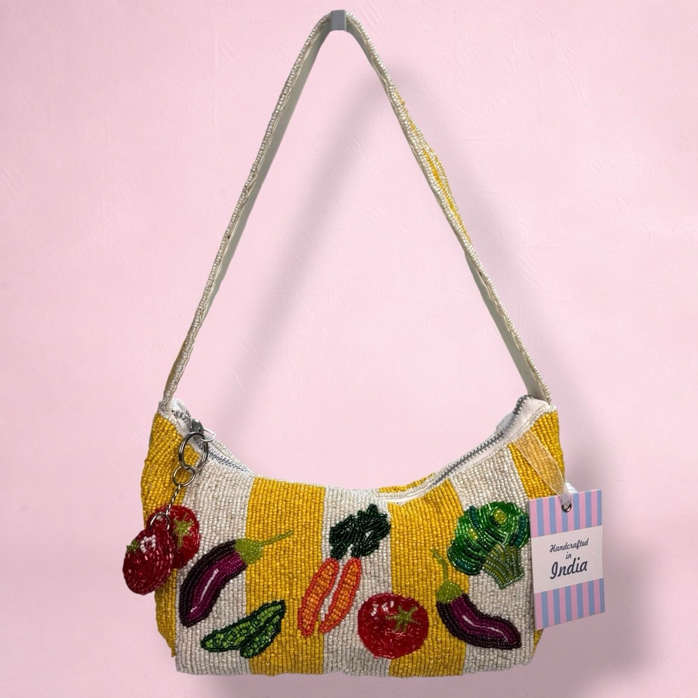Viral Handcrafted In India Mixed Veggies Beaded Shoulder Bag Charm Tommy Fiona
